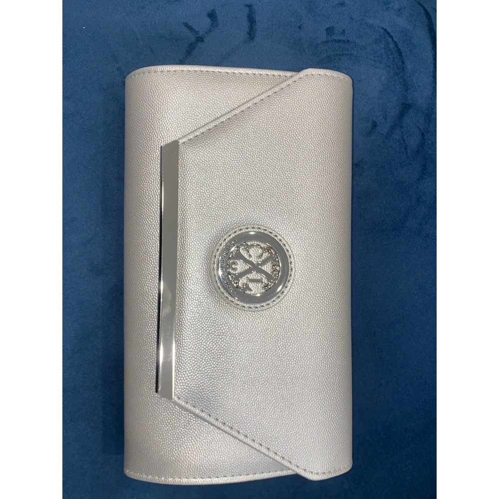 CXL by Christian Lacroix Silver Metallic Envelope Clutch Evening Bag NWT‎